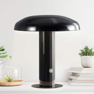 Boletus 11" Contemporary Bohemian Rechargeable/Cordless Iron Integrated LED Mushroom Table Lamp, by JONATHAN Y