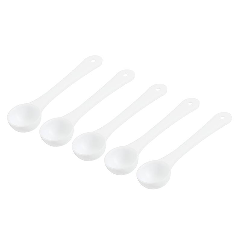 3.2" x 0.8" 1g Long Handle Plastic Measuring Spoons, 20Pcs Round Bottom - White