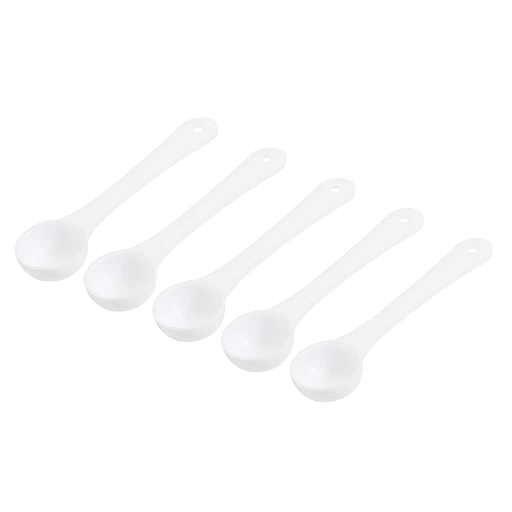 3.2" x 0.8" 1g Long Handle Plastic Measuring Spoons, 20Pcs Round Bottom - White