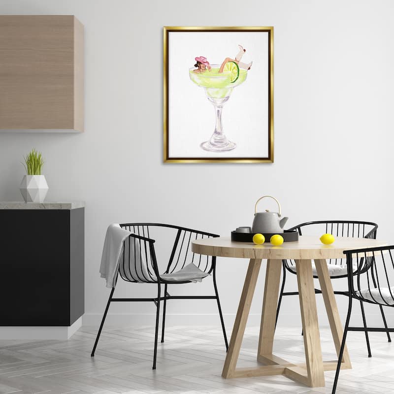 Stupell Cowgirl Lounging in Cocktail Framed Floater Canvas Wall Art Design By Ziwei Li