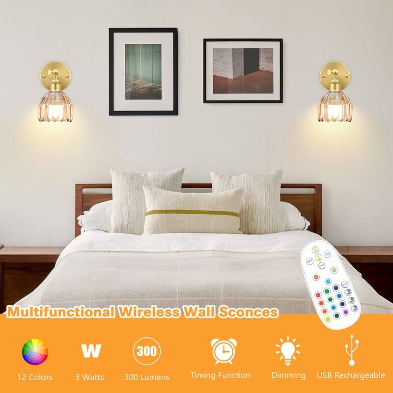 Adjustable Vintage Wall Sconce with Amber Tulip Glass Brass Fixture with Switch Ideal for Bedroom Hallway or Entry