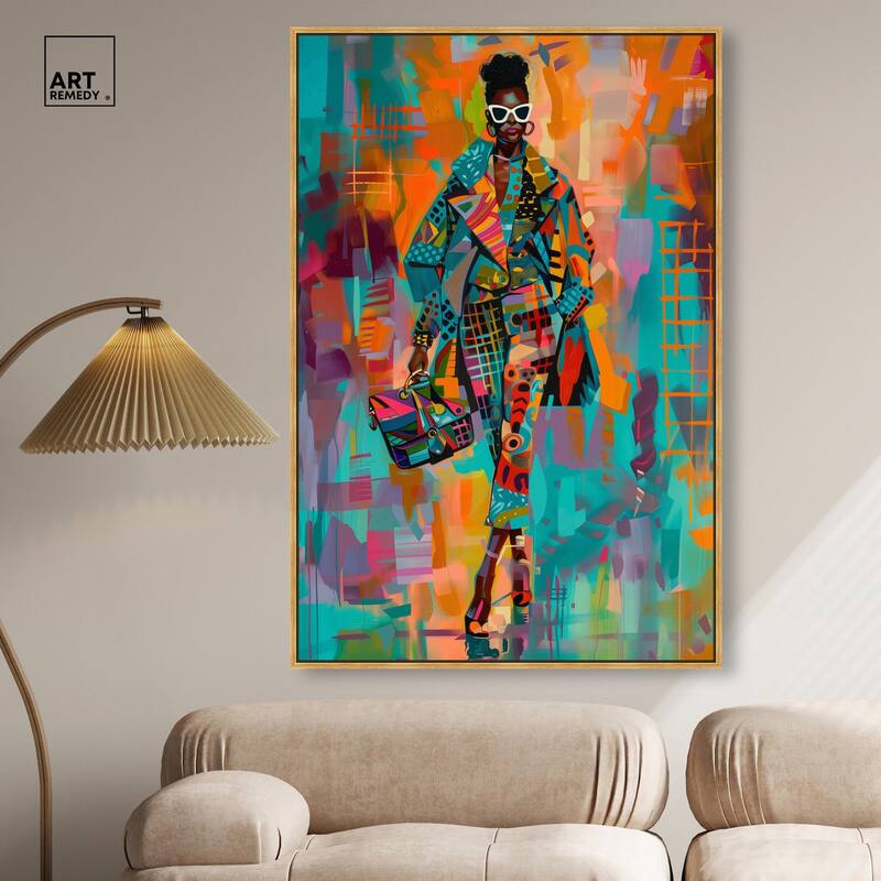 Bold Patchwork Style Canvas by Art Remedy