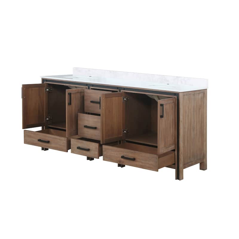 Ziva 80 in W x 22 in D White Double Bath Vanity and White Quartz Top