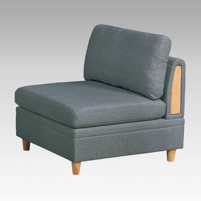 Dorris Fabric Upholstered Modular Armless Chair with Solid Wood Decoration