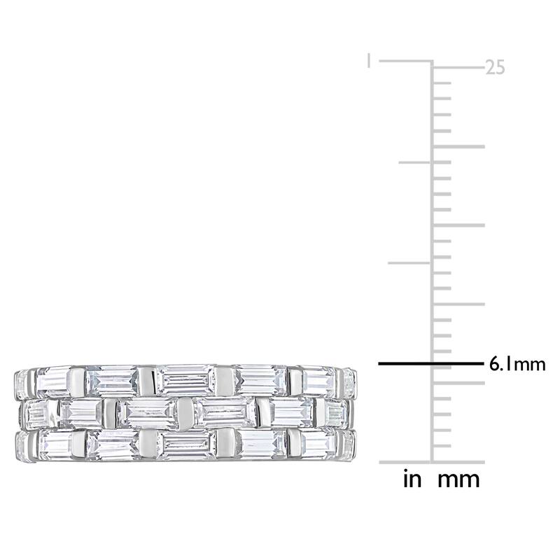 Miadora 4 5/8ct DEW Moissanite Triple Row Ring in Sterling Silver