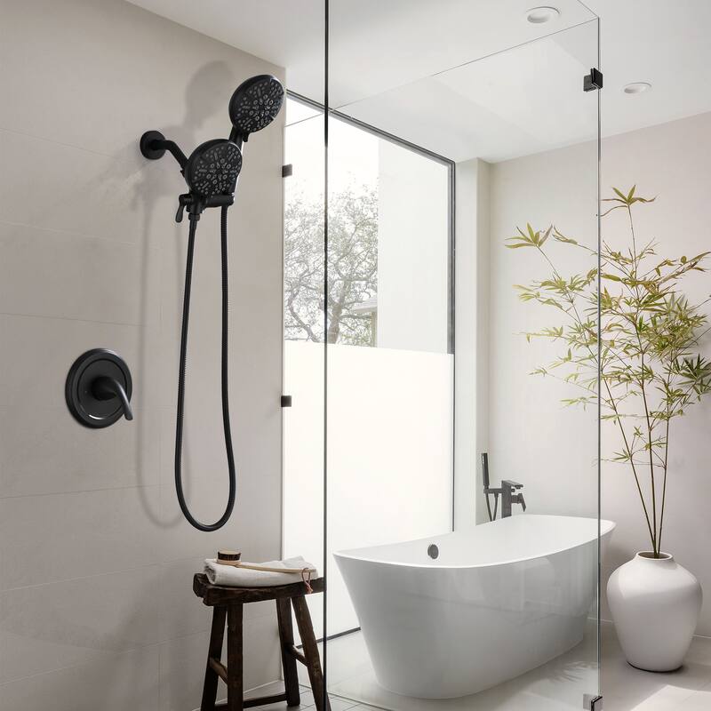 Pressure Balanced 7-Way Shower Head Combo, Hand Held Shower & Rain Shower Separately or Together with Rough-in Valve