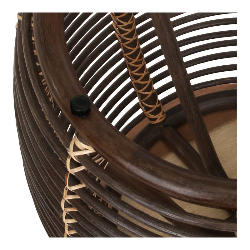 NPD Furniture Iris Round Rattan End Table with Wood Top