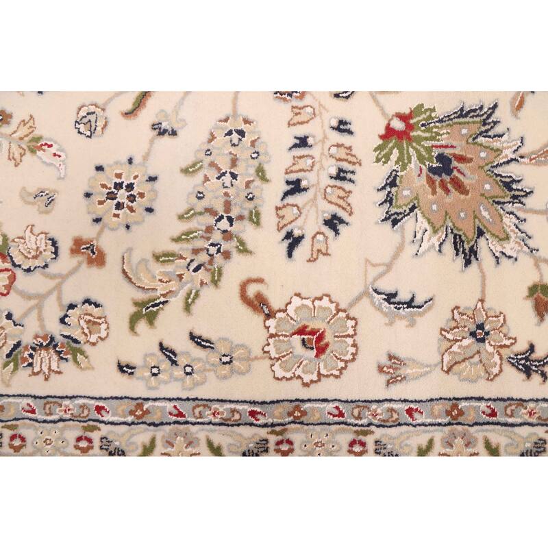 ECARPETGALLERY Hand-knotted Nain Cream Viscose, Wool Rug - 9'7 x 14'2