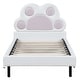 preview thumbnail 8 of 12, Meow ~ Kids Bed Paw Shaped Upholstered Platform Bed Cute Fairytale Animals Theme Bed with Slat, Headboard and LED Light Strip
