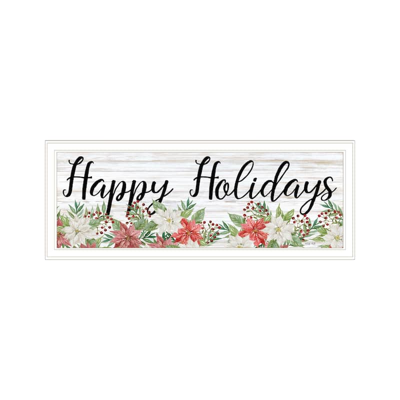 TrendyDecor4U Contemporary "Happy Holiday" Framed Print Wall Art - Multi