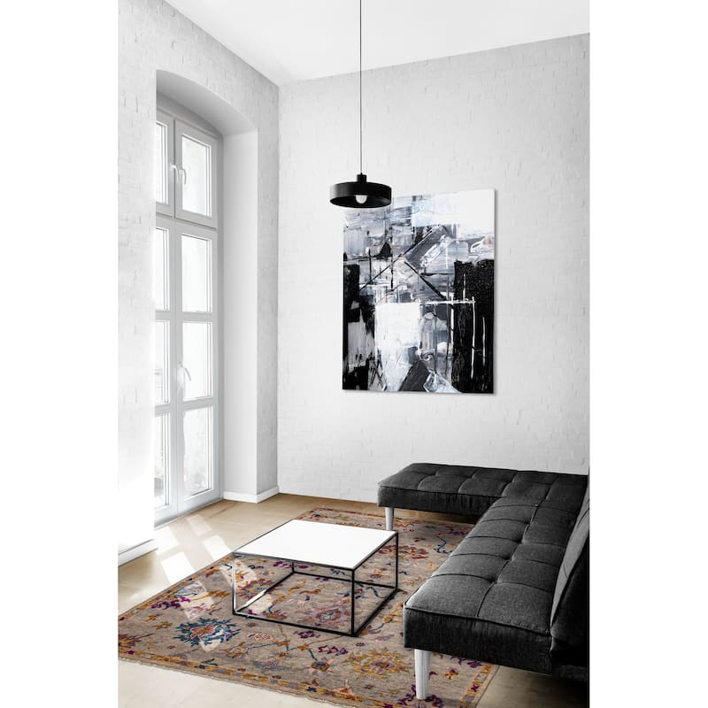 ECARPETGALLERY Hand-knotted Modern Oushak Light Grey Wool Rug - 7' 10" x 9' 10"