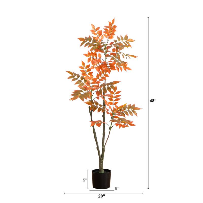 Sumac Artificial Potted Tree - 4' - Orange and Green