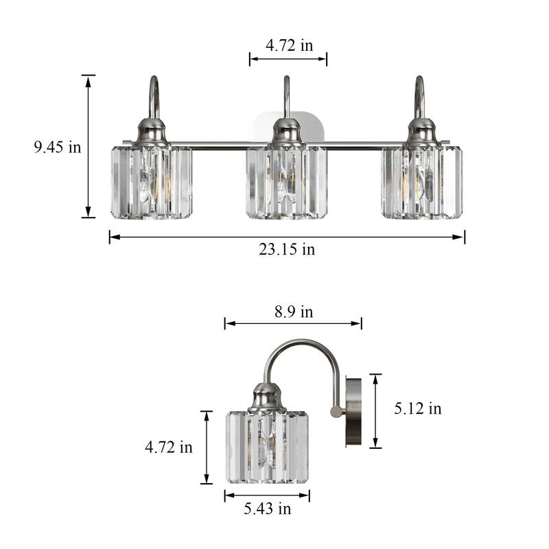 ExBrite Modern Rose Gold Dimmable Bathroom Crystal Vanity Lights