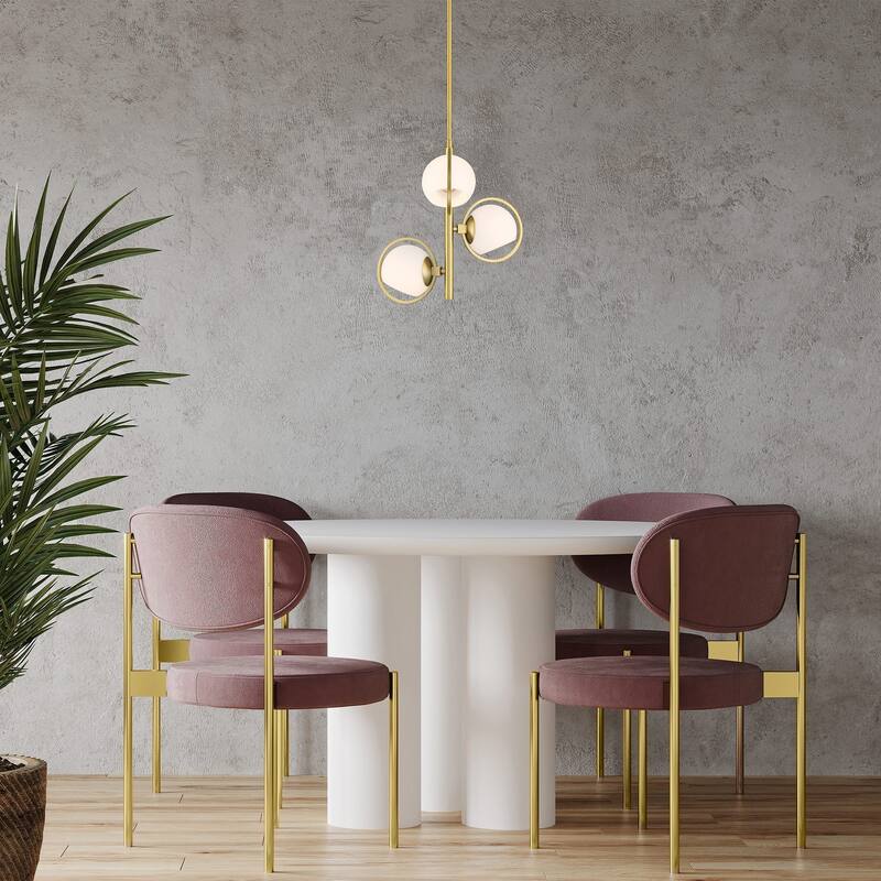 Teatro 15 in. 3-Light Brushed Gold Modern Pendant Light