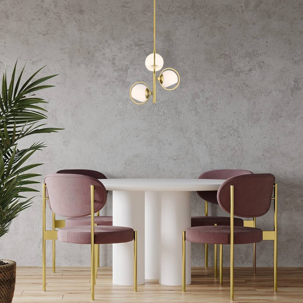 Teatro 15 in. 3-Light Brushed Gold Modern Pendant Light