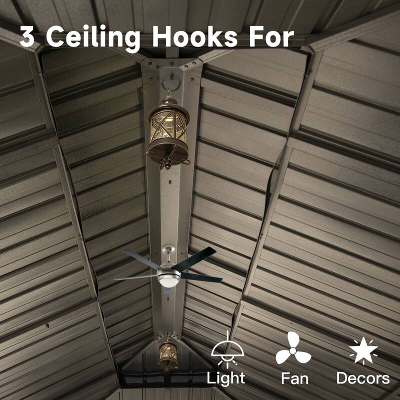 14' X 20' Hardtop Gazebo with Double Roof, Aluminum Frame, Curtains, and Netting for Outdoor Spaces