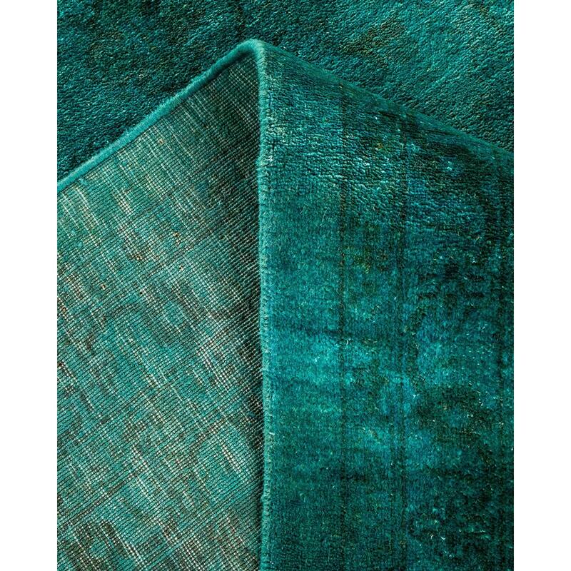 Overton Hand Knotted Wool Vintage Inspired Modern Contemporary Overdyed Blue Area Rug - 12' 5" x 16' 9"