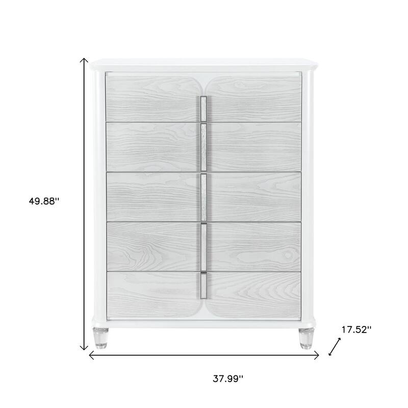 HomeRoots 38" Gray And White Wood Five Drawer Dresser