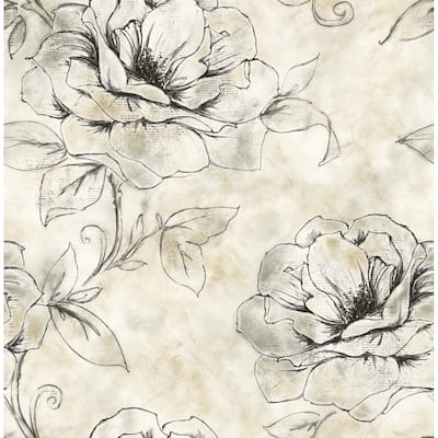 Seabrook Designs Saxan Floral Silhouette Unpasted Wallpaper
