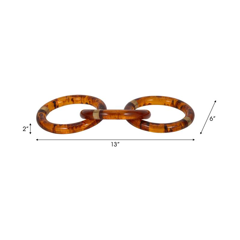 Sagebrook Home Resin 13" Round Tortoise Chain W Brass - 13" x 6" x 2"