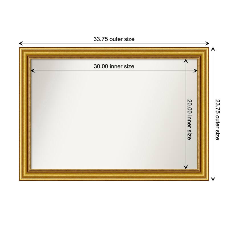 Townhouse Gold Framed Non-Beveled Custom Wall Mirror, Bathroom Vanity Mirror - Outer Size: 33.75 x 23.75