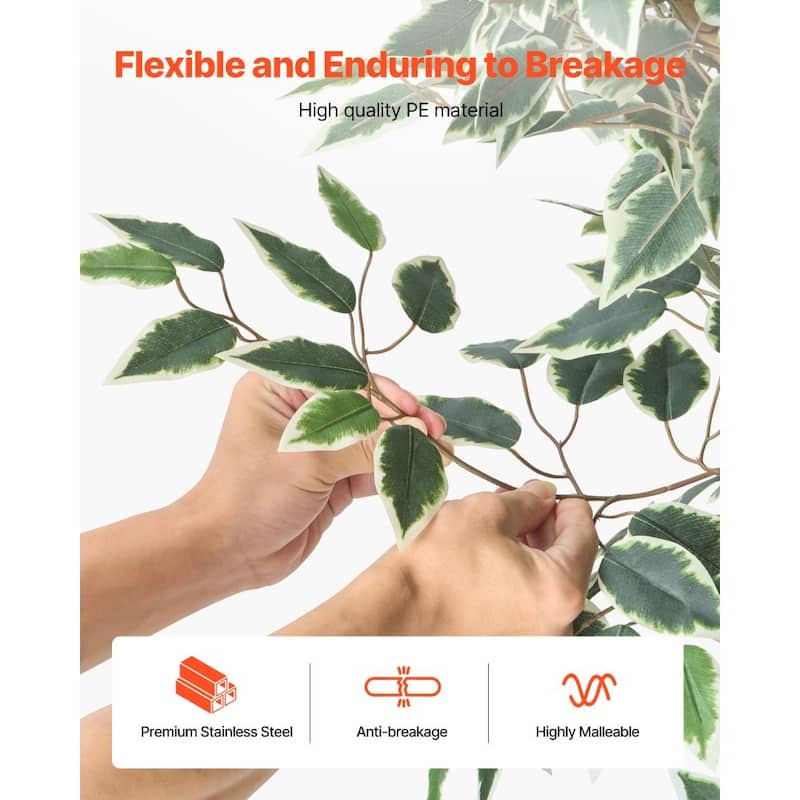Lifelike 5ft Green Artificial Faux Ficus Tree with Flexible Branches for Modern Living Room or Office - 34.25 x 33.46 x 61.42 in