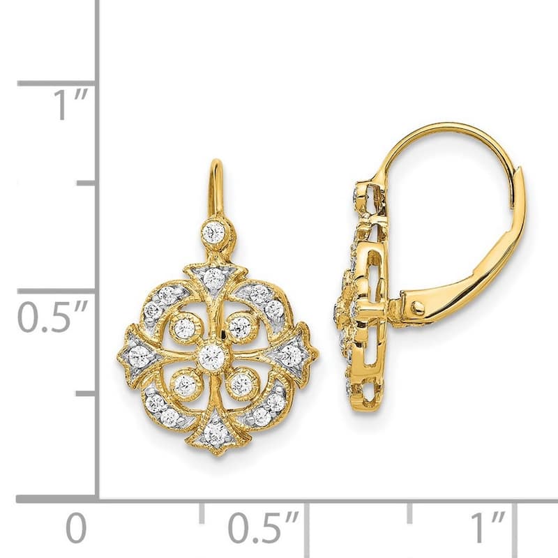 Curata 14k Diamond Leverback Earrings - 18x12mm Wide