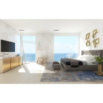 EXQUISITE RUGS Bamboo Silk Hand-knotted Blue/Grey Area Rug.