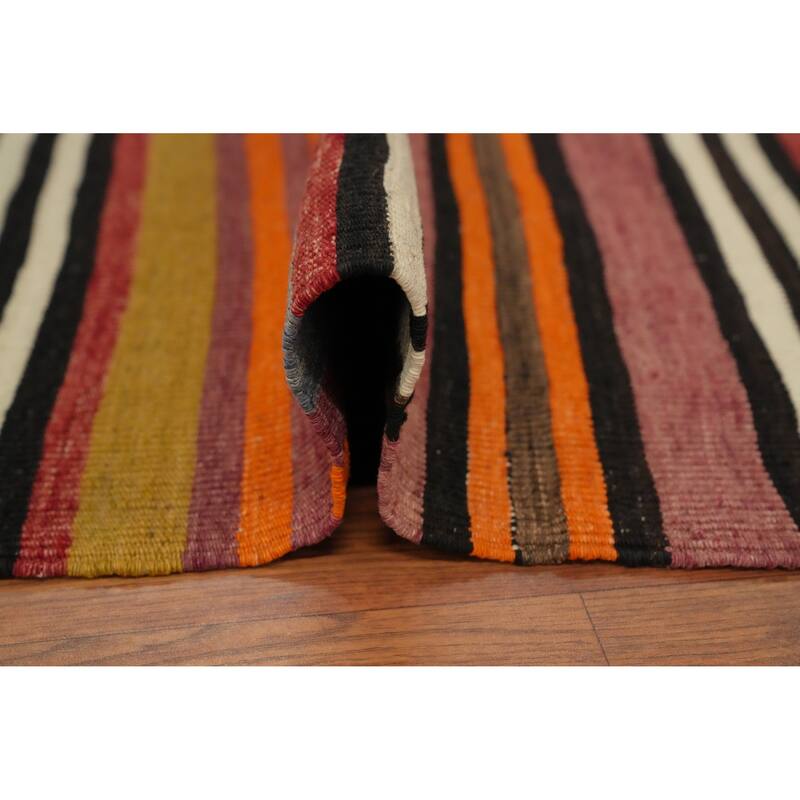 Hand Woven Oriental 100% Wool Carpet Southwestern Geometric Multi-Colored Kilim Area Rug - 7' 11'' X 5' 2''