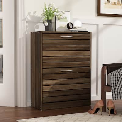 22.4"W Two Drawers Shoe Cabinet,Fold-out Drawer Shoe Organizer