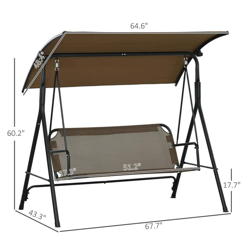 3-Person Patio Swing with Stand, Adjustable Tilt Canopy, Cozy Bench