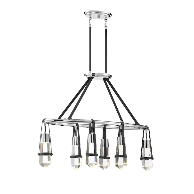 Savoy House Denali 6 Light 14" Wide LED Crystal Linear Chandelier