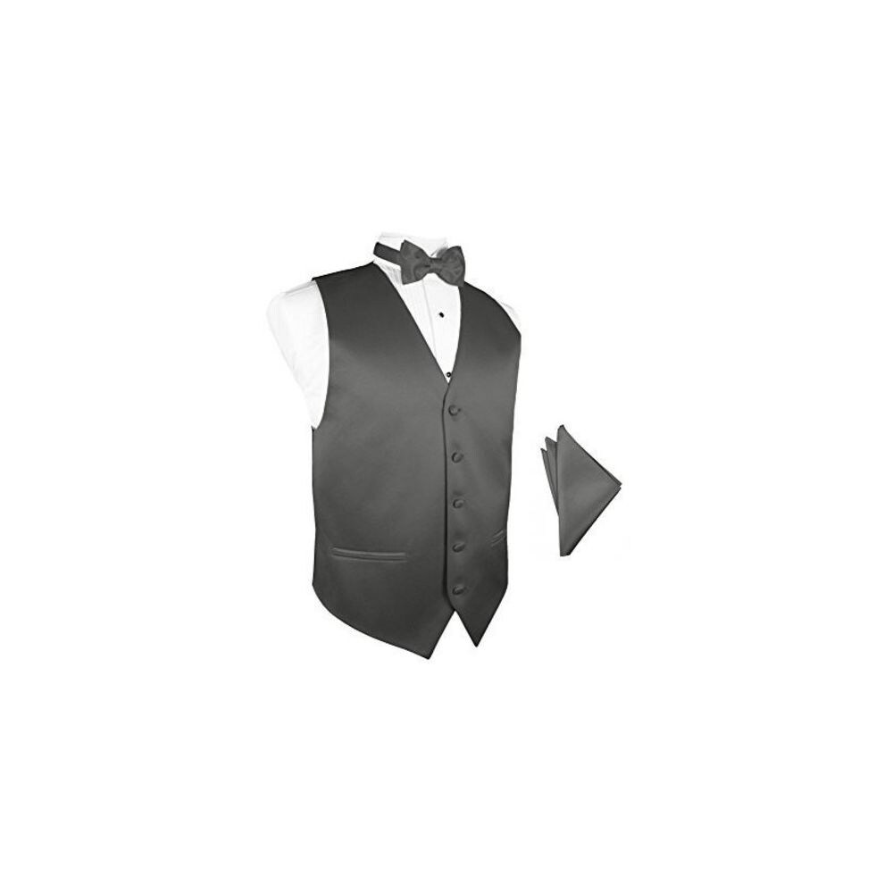 Shop Charcoal Satin Tuxedo Vest And Bow Tie Overstock 24014162