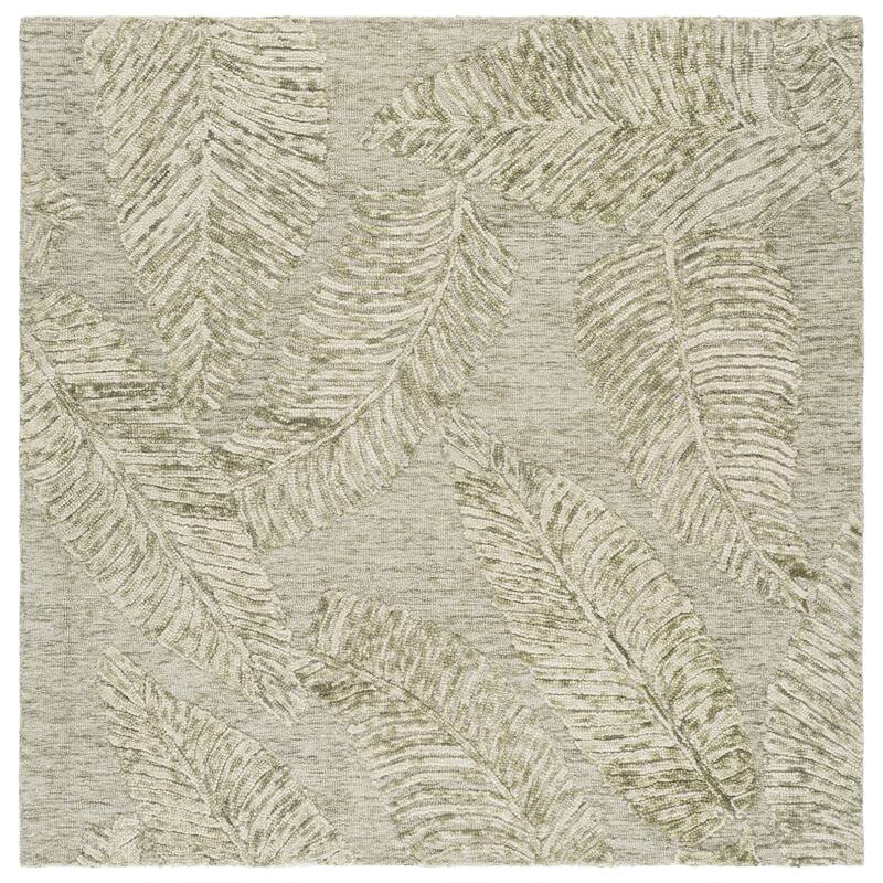 SAFAVIEH Hand-Tufted Jardin Grazia Patterned Wool Rug - Sage/Ivory - 6' Square