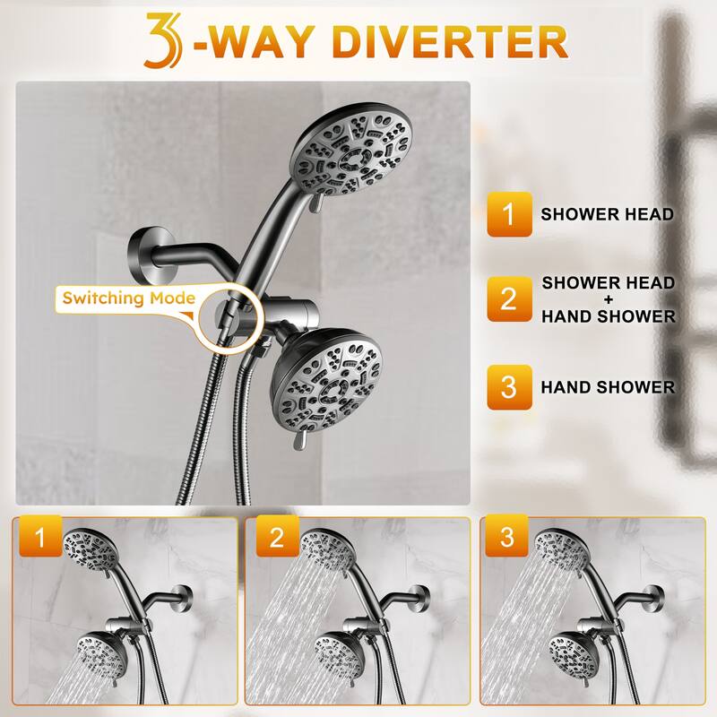 WOWOW Single-handle 7-Spray Dual Shower Head with Tub Spout
