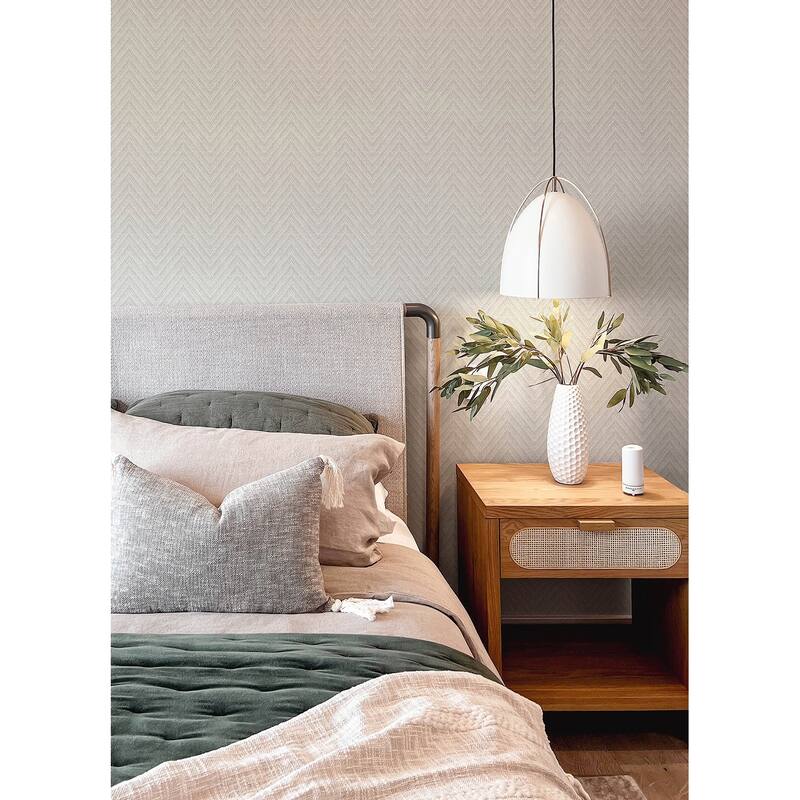 A-Street Prints Glynn Light Grey Chevron Wallpaper