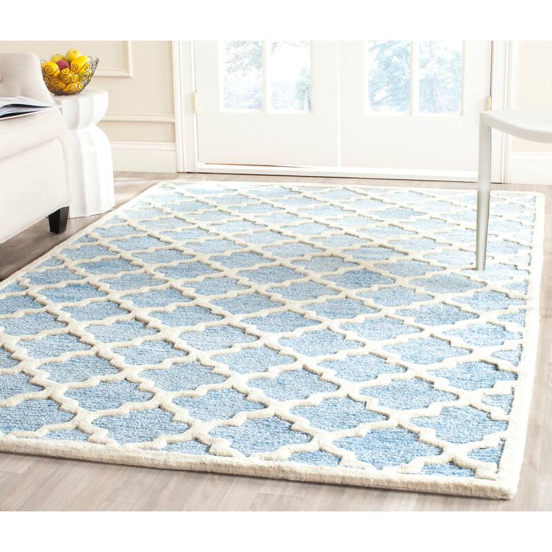 SAFAVIEH Handmade Precious Melanya Modern Polyester Rug - 3' x 5' - Mist Blue