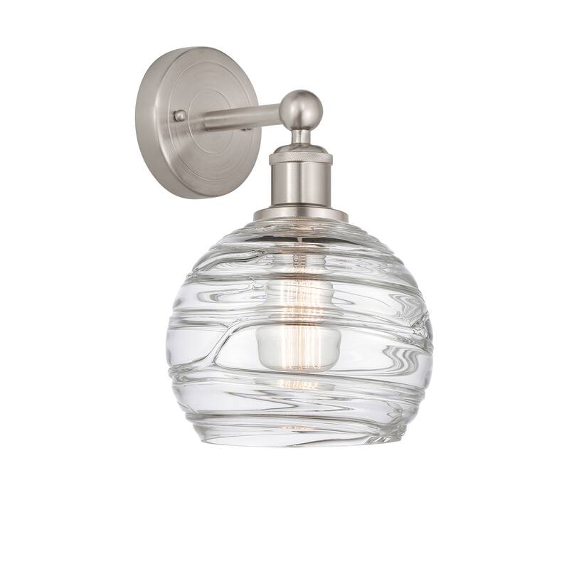 Innovations Lighting Athens Deco Swirl - 1 Light 8" Sconce - Satin Nickel/Clear Deco Swirl