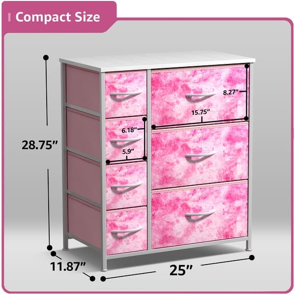 dimension image slide 5 of 11, Dresser w/ 7 Drawers, Furniture Storage & Chest Tower for Bedroom