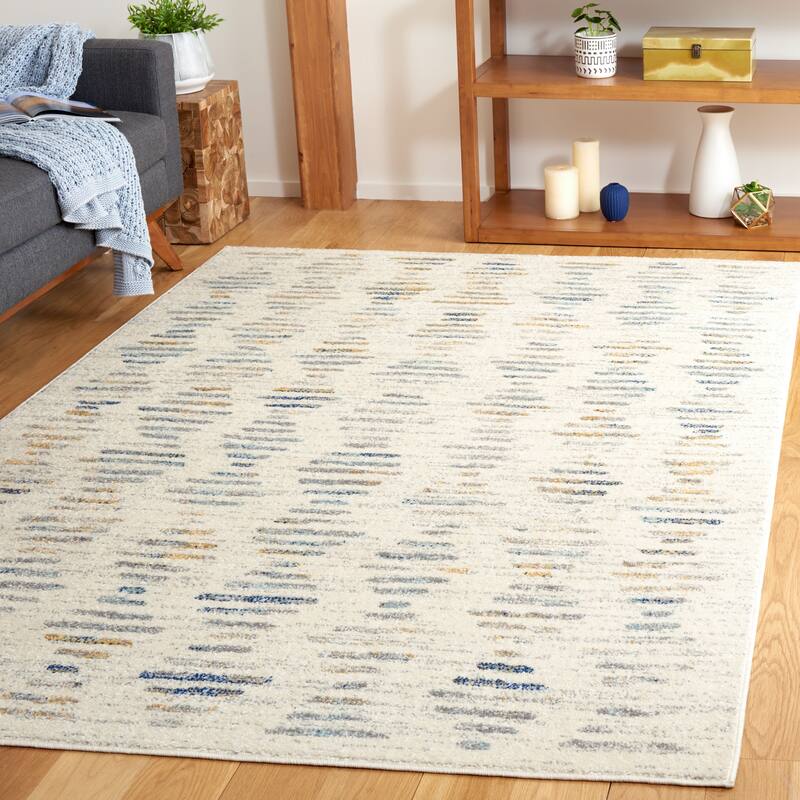 SAFAVIEH Tulum Constance Moroccan Boho Rug - 6'7" Square - Beige/Grey Blue