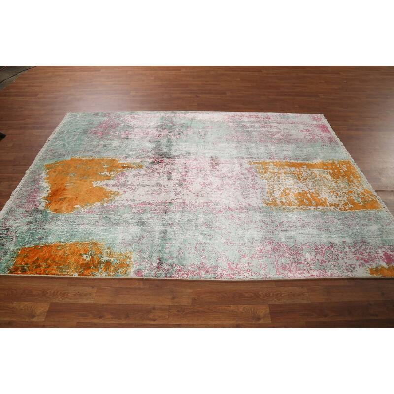 Contemporary Abstract Indian Area Rug Handmade Oriental Wool Carpet - 5'5"x 7'8"