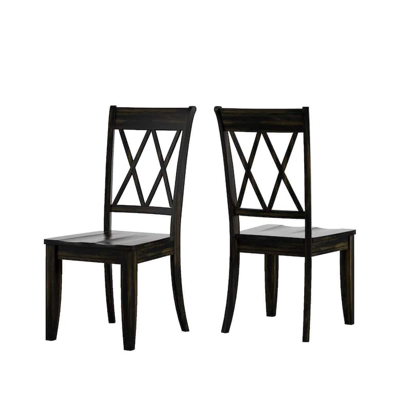 Eleanor Two-Tone Antique White Trestle Base 6-Piece Dining Set by iNSPIRE Q Classic - Antique White Table - Antique Black Chairs and Bench