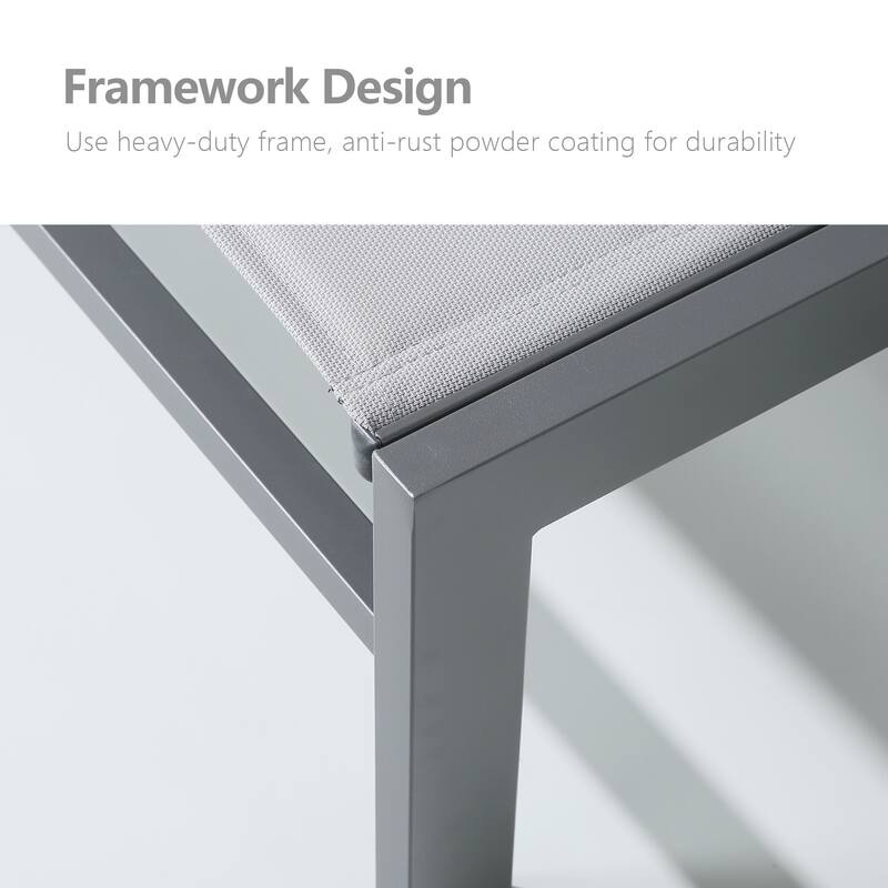 Double Chaise Lounge Outdoor Aluminum Adjustable Back Recliner Chair