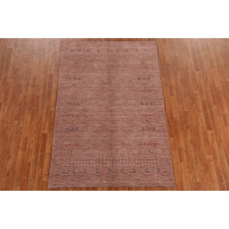 Hand Knotted Oriental 100% Wool Carpet Tribal Animal Pictorial Brown Gabbeh Area Rug - 7' 9'' X 5' 0''