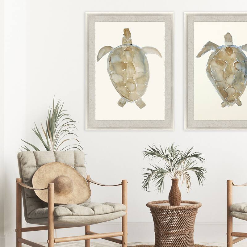 Neutral Turtle I Framed Art Exclusive Giclee Under Glass