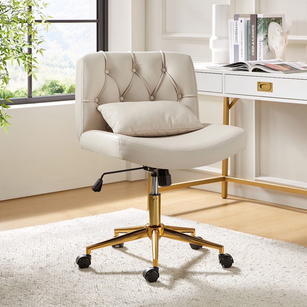 Charlie Modern Button-Tufted Swivel Tilting Office Chair with Pillow by HULALA HOME