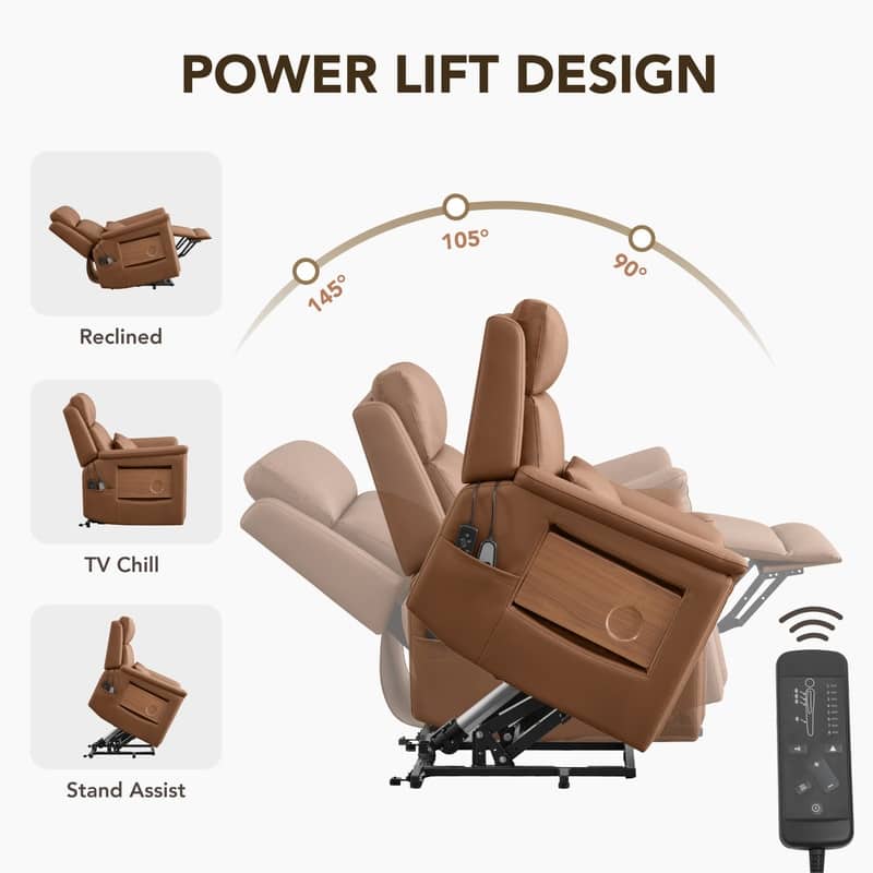 Spruce & Spring Power Lift Recliner Chair for Elderly with Foldable Tray Table and Massage
