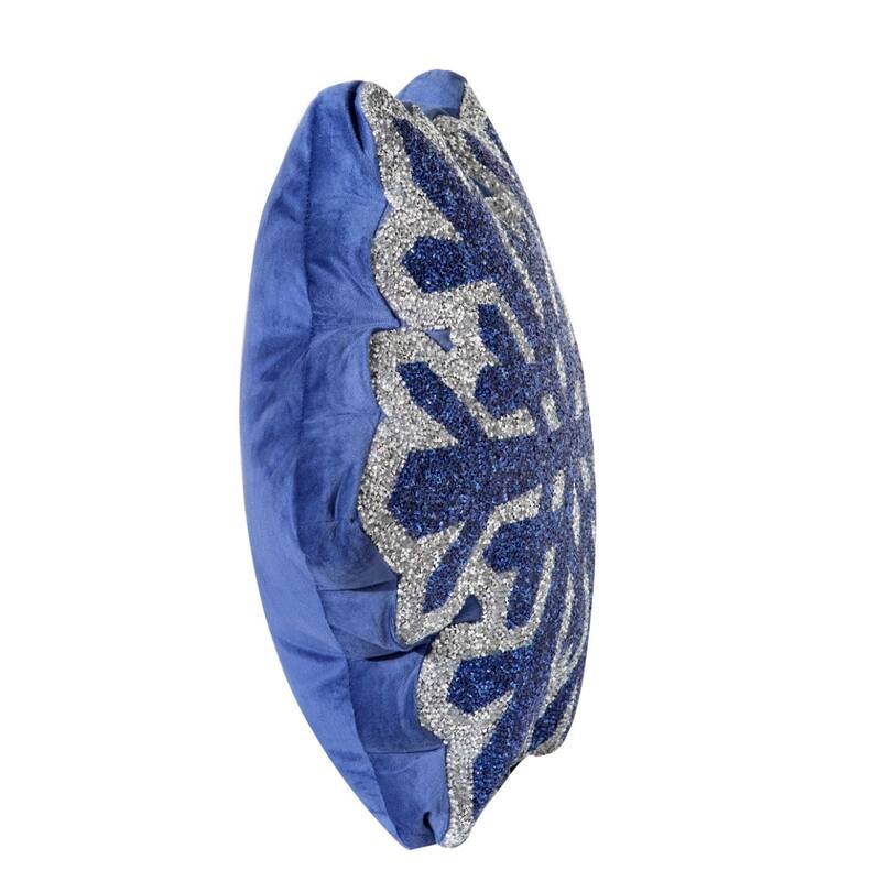 Snowflake Shaped Pillow, Luminous Rhinestones on Velvet