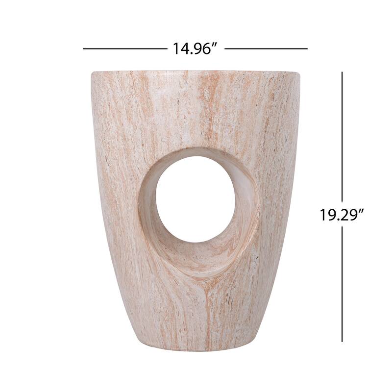 Christopher Knight Home - Modern Indoor/Outdoor 19.29"H MgO Accent Side End Table with Sculptural Cutout & Marble Finish