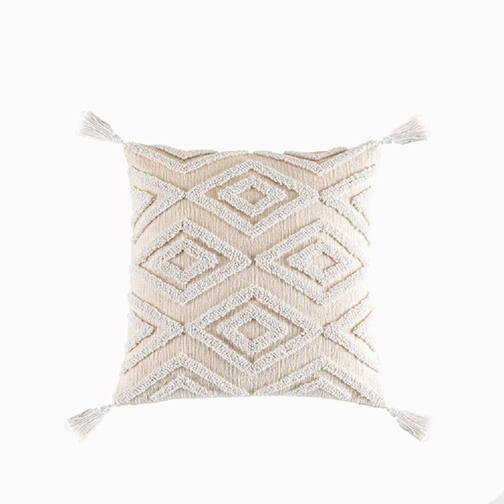 Wholelinens Boho Cotton Tufted Embroidered Throw Pillow Cover